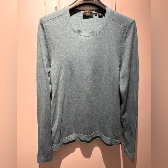 BOSS light blue cotton silk cashmere sweater - Picture 2 of 5